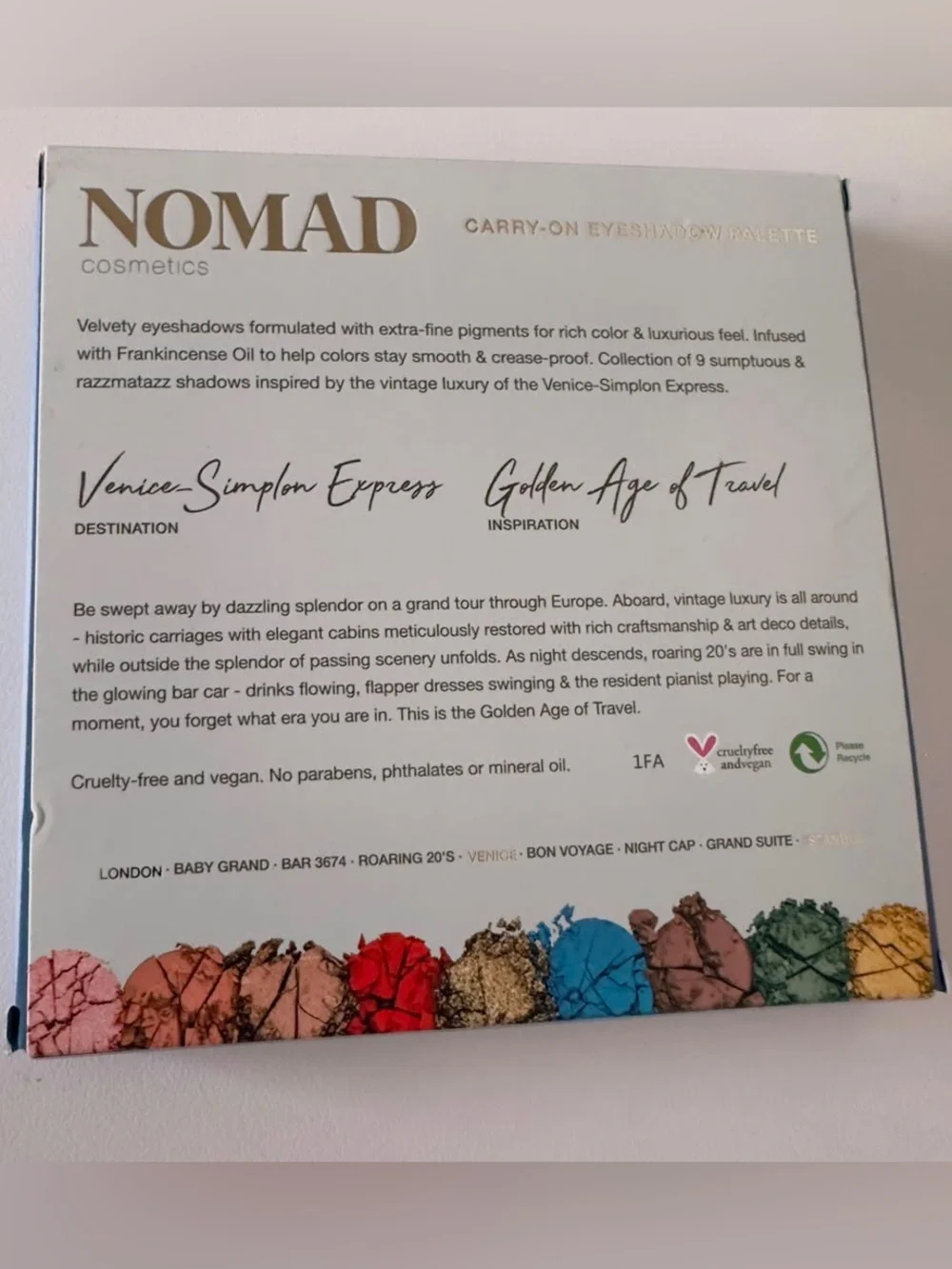 New Nomad Cosmetics Venice-Simplon Express Carry-On Eyeshadow Palette